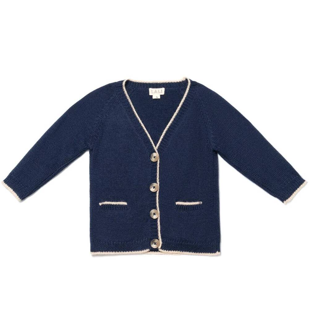 NEW LALI kids knit sweater in navy/ cream